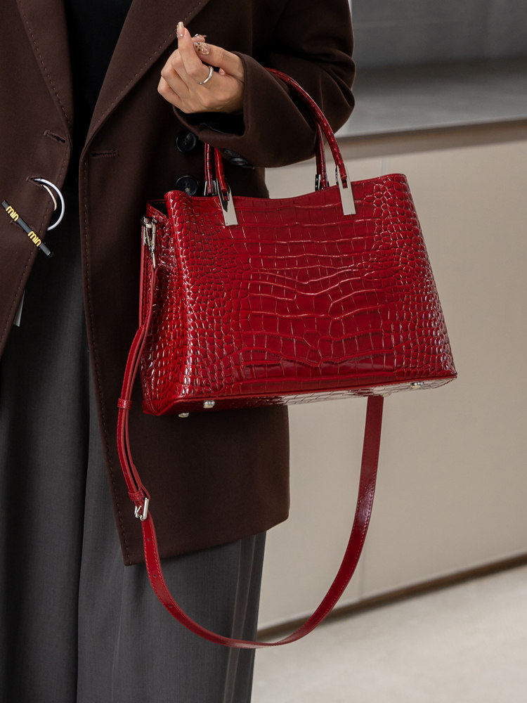 Leatherwork Designs - Aidrani Women Crocodile Print Tote Bag,